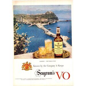 1952 Seagram's VO V.O. Whiskey Vintage Print Ad Santo Stefano Italy 50s Wall Art